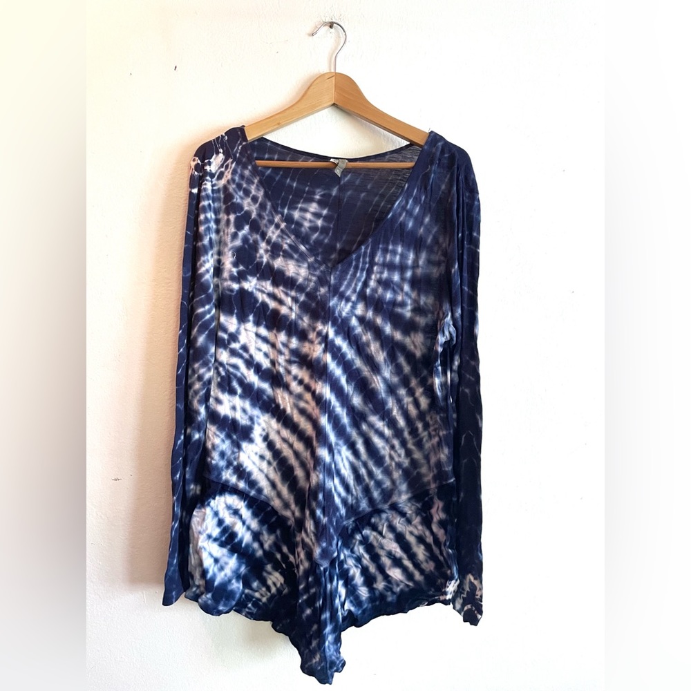 🍁50% Off Fall Sale XCVI Tie Dye Long Cotton Modal Top w/ Contrasting Rayon Trim - Picture 4 of 7
